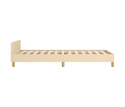 Estructura de cama sin colchón tela crema 90x190 cm