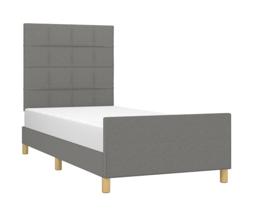 vidaXL Estructura de cama con cabecero de tela gris oscuro 90x200 cm