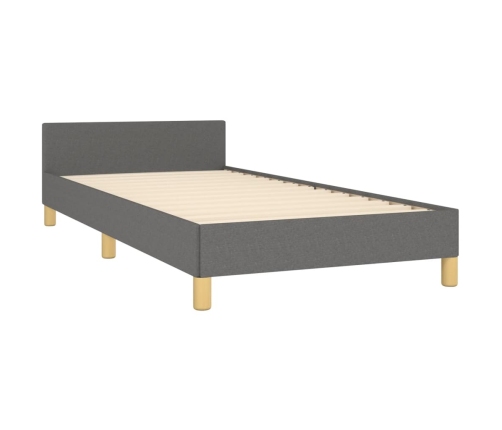 vidaXL Estructura de cama con cabecero de tela gris oscuro 90x200 cm