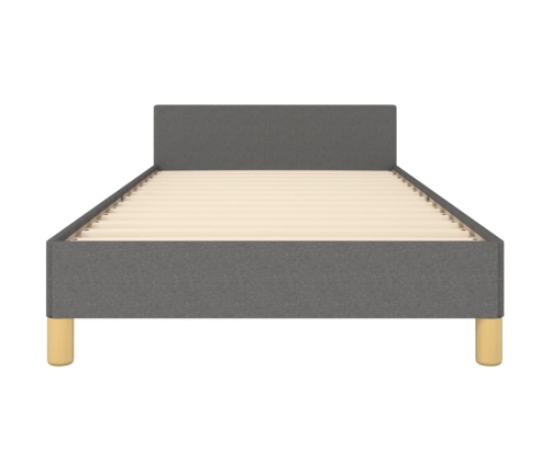 vidaXL Estructura de cama con cabecero de tela gris oscuro 90x200 cm