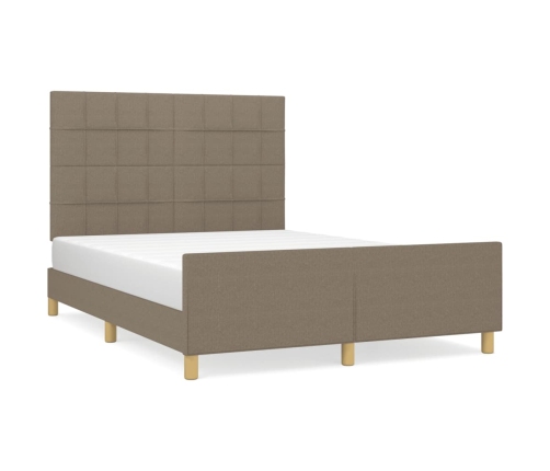 vidaXL Estructura de cama con cabecero de tela gris taupe 140x190 cm