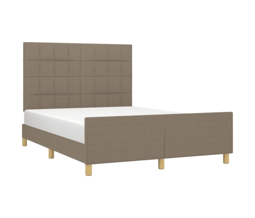 vidaXL Estructura de cama con cabecero de tela gris taupe 140x190 cm