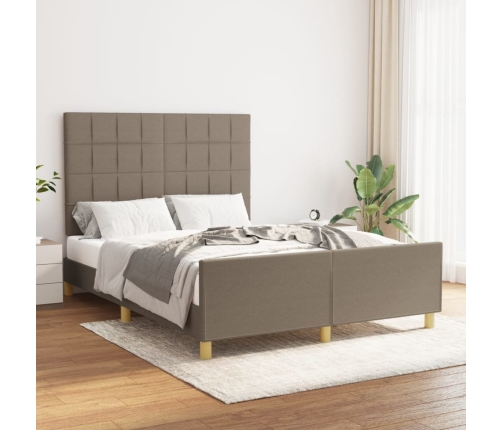 vidaXL Estructura de cama con cabecero de tela gris taupe 140x190 cm