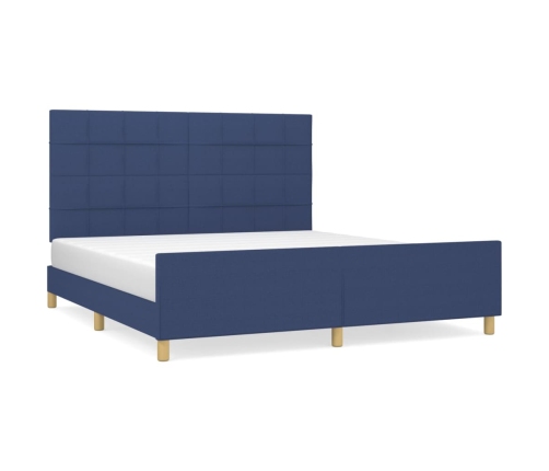 Cama sin colchón tela azul 160x200 cm
