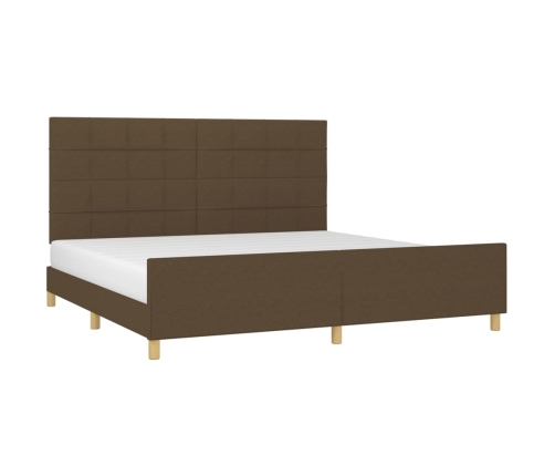 vidaXL Estructura de cama con cabecero de tela marrón oscuro 200x200cm