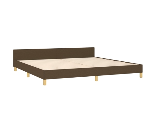 vidaXL Estructura de cama con cabecero de tela marrón oscuro 200x200cm