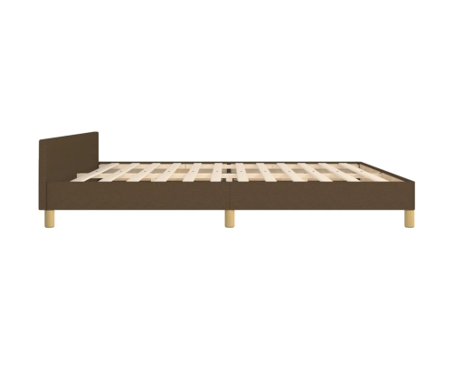 vidaXL Estructura de cama con cabecero de tela marrón oscuro 200x200cm