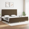 vidaXL Estructura de cama con cabecero de tela marrón oscuro 200x200cm