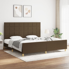 Cama sin colchón tela marrón oscuro 200x200 cm
