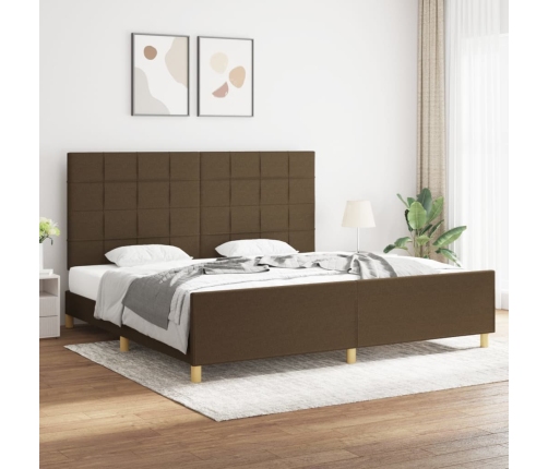 vidaXL Estructura de cama con cabecero de tela marrón oscuro 200x200cm