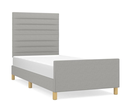 Estructura de cama sin colchón tela gris claro 80x200 cm