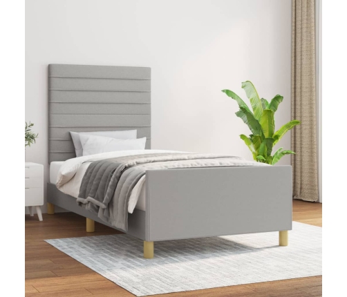 Estructura de cama sin colchón tela gris claro 80x200 cm