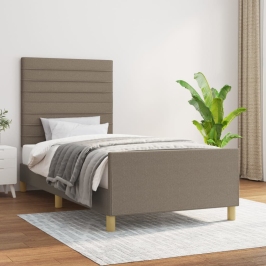 Estructura de cama sin colchón tela gris taupe 80x200 cm