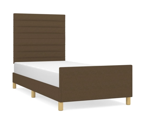 Estructura de cama sin colchón tela marrón oscuro 90x190 cm