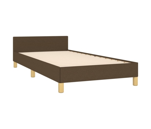 Estructura de cama sin colchón tela marrón oscuro 90x190 cm