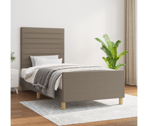 vidaXL Estructura de cama con cabecero de tela gris taupe 90x190 cm