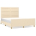 vidaXL Estructura de cama con cabecero de tela color crema 140x190 cm