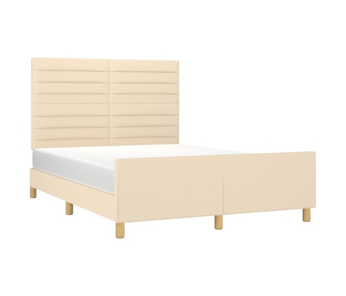 vidaXL Estructura de cama con cabecero de tela color crema 140x190 cm