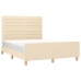 vidaXL Estructura de cama con cabecero de tela color crema 140x190 cm