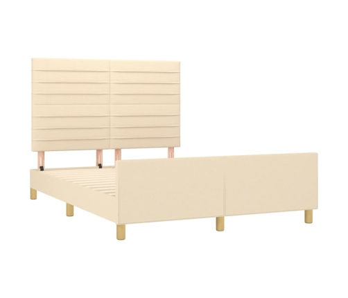 vidaXL Estructura de cama con cabecero de tela color crema 140x190 cm