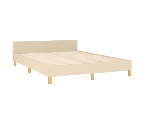 vidaXL Estructura de cama con cabecero de tela color crema 140x190 cm