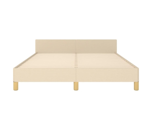 vidaXL Estructura de cama con cabecero de tela color crema 140x190 cm