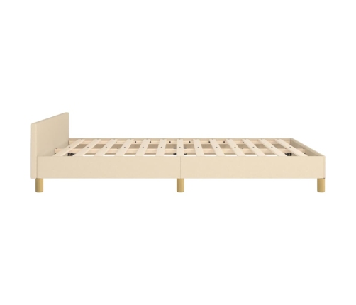 vidaXL Estructura de cama con cabecero de tela color crema 140x190 cm