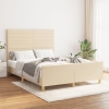 vidaXL Estructura de cama con cabecero de tela color crema 140x190 cm