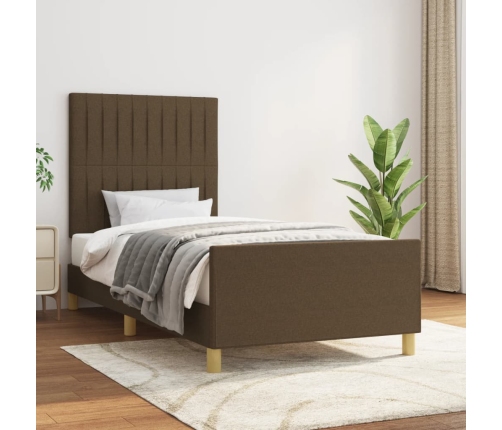 Estructura de cama sin colchón tela marrón oscuro 80x200 cm