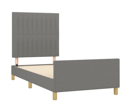 vidaXL Estructura de cama con cabecero de tela gris oscuro 90x190 cm