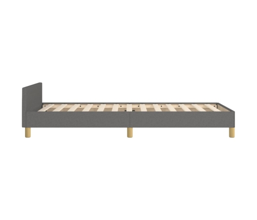 vidaXL Estructura de cama con cabecero de tela gris oscuro 90x190 cm