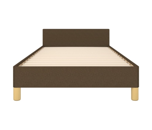 vidaXL Estructura de cama con cabecero de tela marrón oscuro 90x190 cm