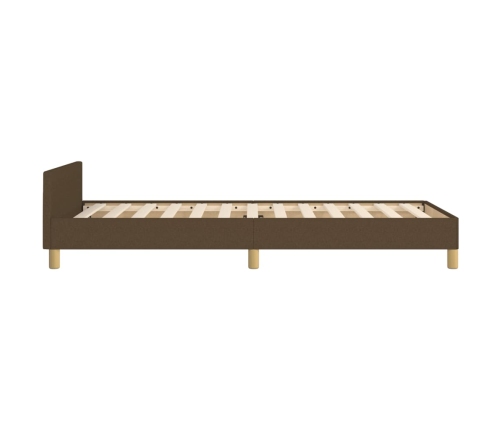 vidaXL Estructura de cama con cabecero de tela marrón oscuro 90x190 cm