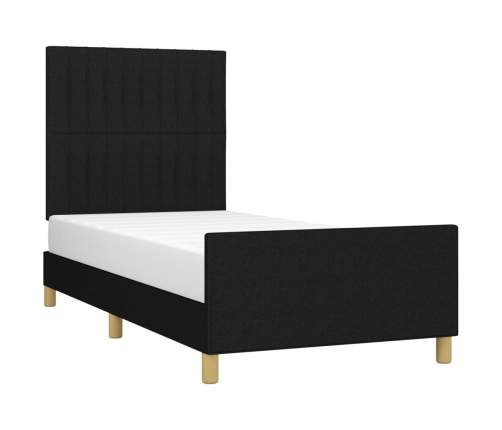 vidaXL Estructura de cama con cabecero de tela negro 90x200 cm