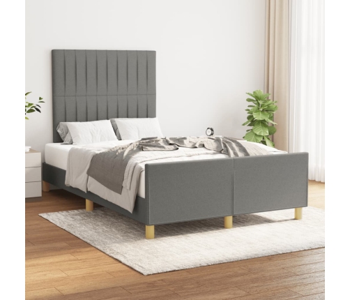 vidaXL Estructura de cama con cabecero de tela gris oscuro 120x200 cm