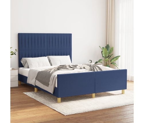 vidaXL Estructura de cama con cabecero tela gris taupe azul 140x200 cm