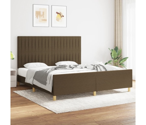 vidaXL Estructura de cama con cabecero de tela marrón 180x200 cm