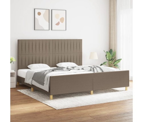 Cama sin colchón tela gris taupe 200x200 cm