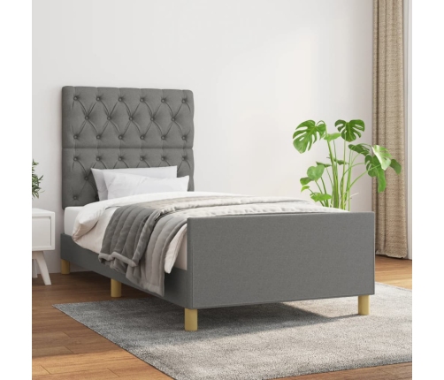 Estructura de cama sin colchón tela gris oscuro 80x200 cm