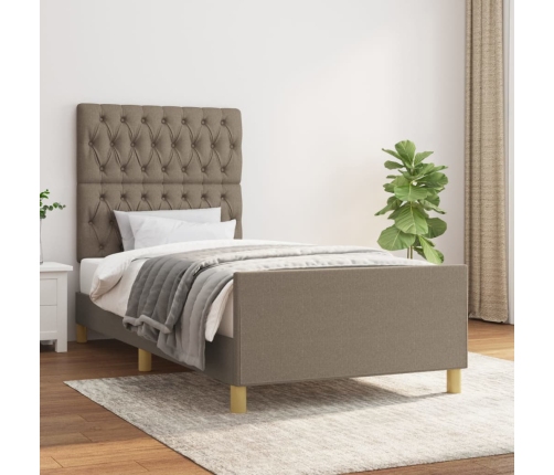 vidaXL Estructura de cama con cabecero de tela gris taupe 90x200 cm