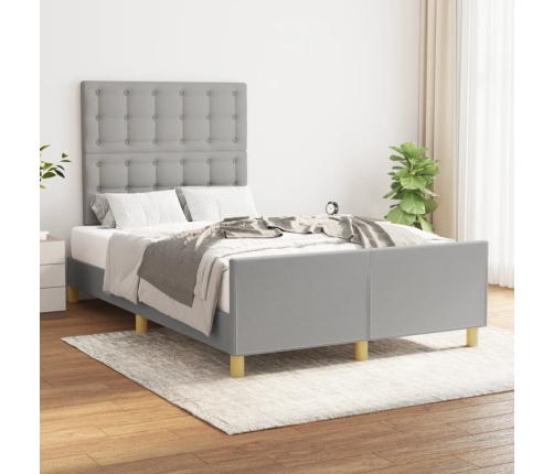 vidaXL Estructura de cama con cabecero de tela gris claro 120x200 cm