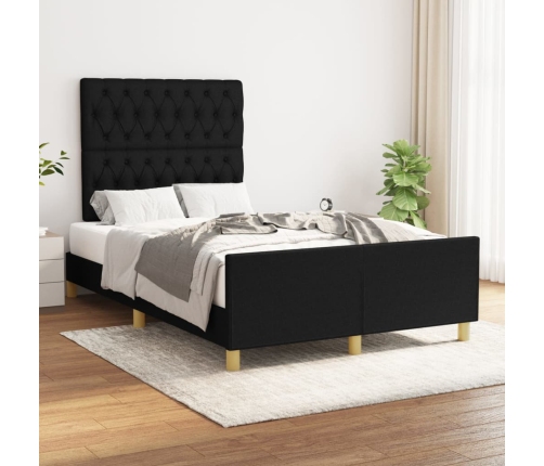 vidaXL Estructura de cama con cabecero de tela negro 120x200 cm