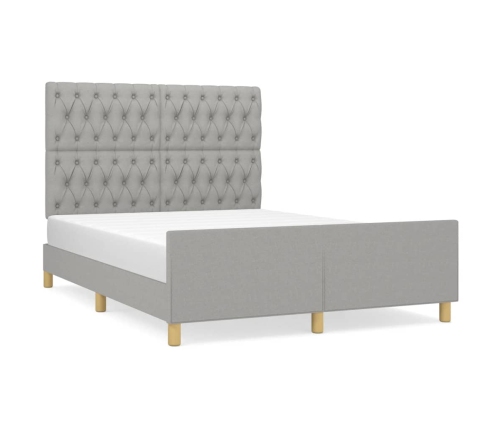 vidaXL Estructura de cama con cabecero de tela gris claro 140x190 cm