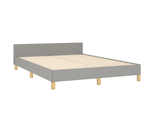 vidaXL Estructura de cama con cabecero de tela gris claro 140x190 cm