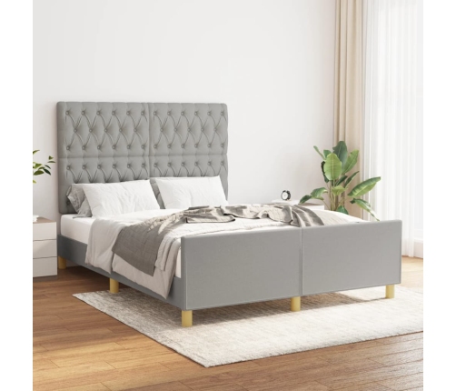 vidaXL Estructura de cama con cabecero de tela gris claro 140x190 cm