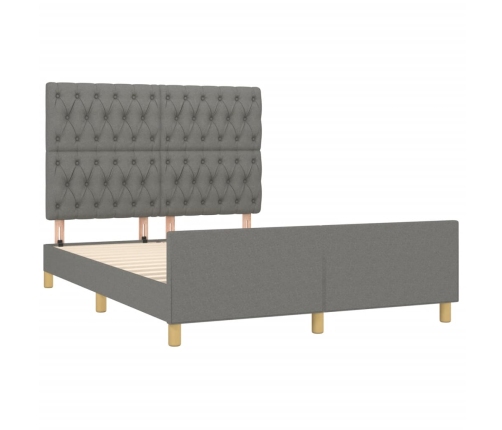 vidaXL Estructura de cama con cabecero de tela gris oscuro 140x200 cm