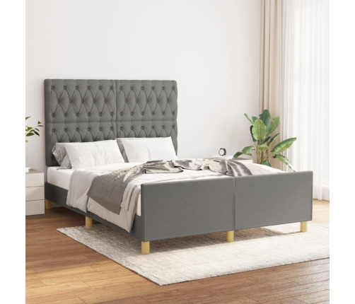 vidaXL Estructura de cama con cabecero de tela gris oscuro 140x200 cm