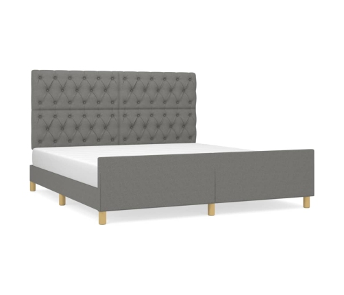 Cama sin colchón de tela gris oscuro 160x200 cm