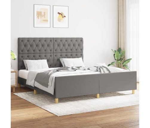 Cama sin colchón de tela gris oscuro 160x200 cm