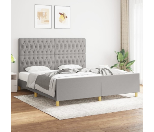 Cama sin colchón tela gris claro 180x200 cm